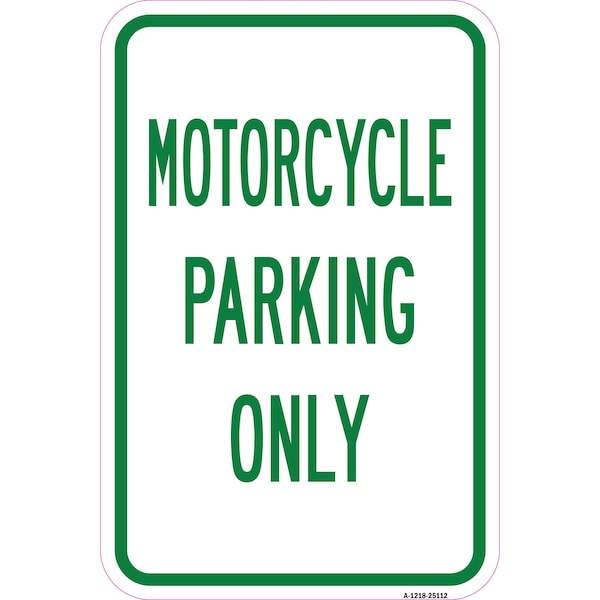 Signmission Motorcycle Parking Only, Heavy-Gauge Aluminum Rust Proof Parking Sign, 12" x 18", A-1218-25112 A-1218-25112 - main